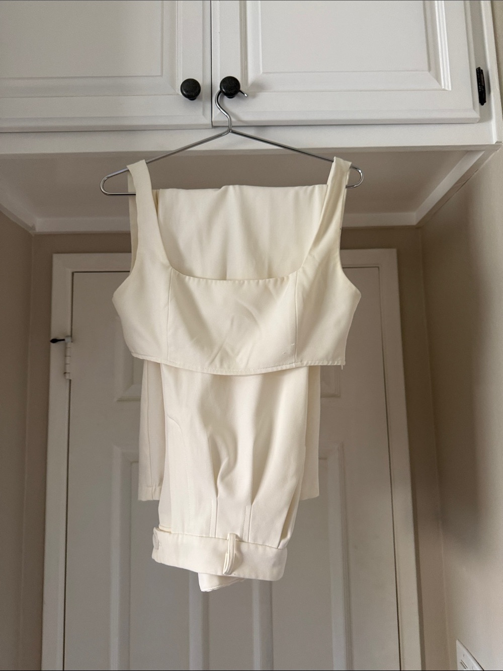 Princess Polly Cream Sleeveless Cropped Top and Matching Pants Set